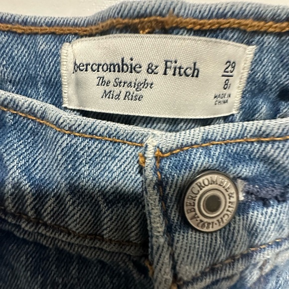 Abercrombie & Fitch Mid Rise Straight Vintage Wash Denim Jeans 28 - Picture 6 of 6